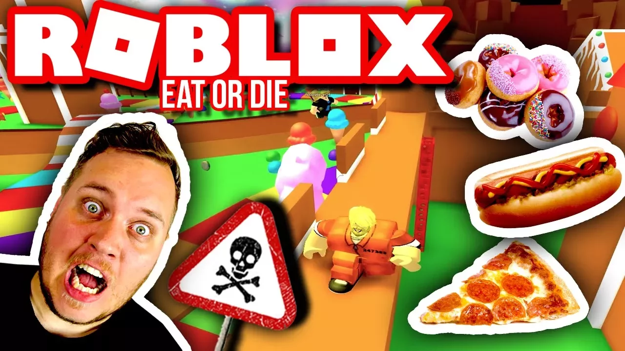 SPIS OG LØB FOR LIVET! 🍝🍕🍔 :: Roblox Eat or Die Dansk