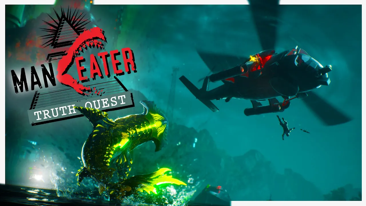 🦈 HAJ vs. HELIKOPTER 🚁 *HVEM VINDER?!* :: Maneater: Truth Quest #2