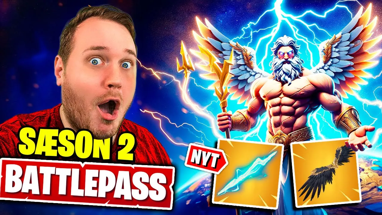 🌩 ZEUS ER KOMMET til FORTNITE?! 🏆 *BATTLEPASS REAKTION + FØRSTE WIN*